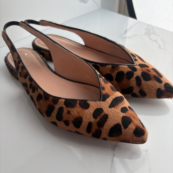 J. Crew Shoes - J. Crew sz 8 Women’s Pointed-toe Slingback Flats Leopard Calf Hair Leather